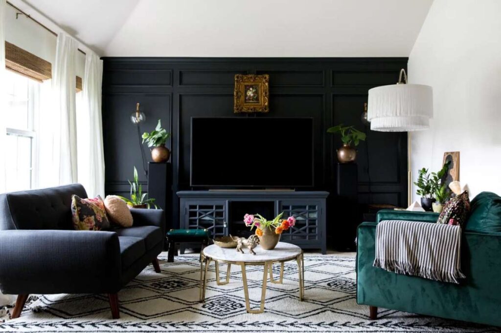 Interior feature wall installed by experts in a Dublin living room