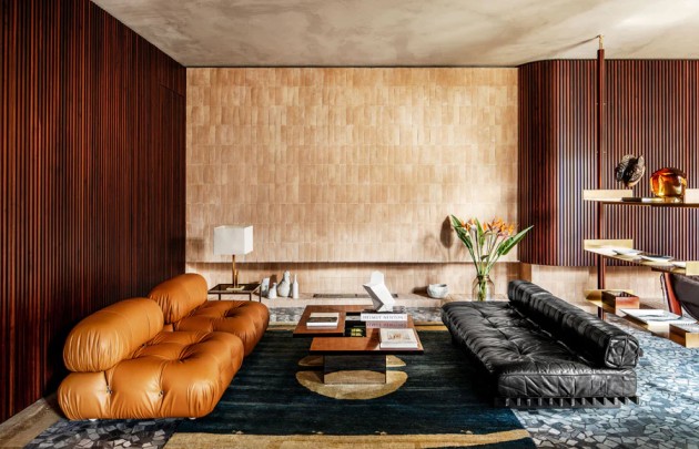 Decorative feature wall in Dublin home with custom wood paneling