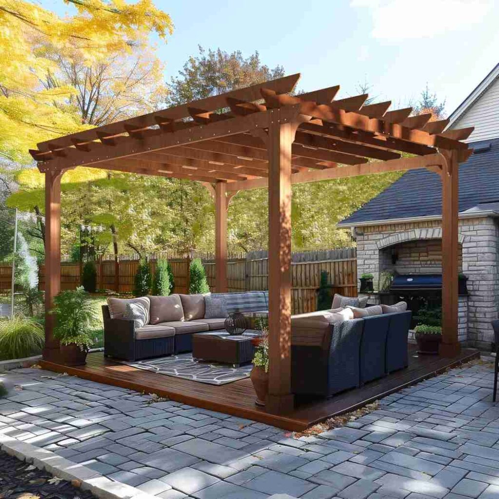 Custom-designed wooden pergola in a Dublin garden