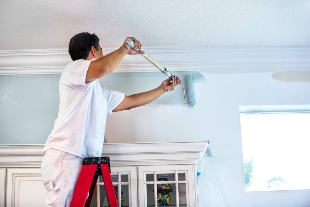 Painter using eco-friendly paint in a Dublin home