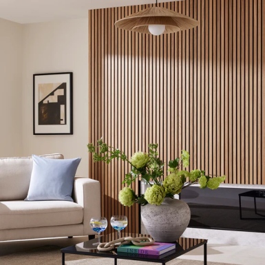 Modern wall panel feature in a Dublin home