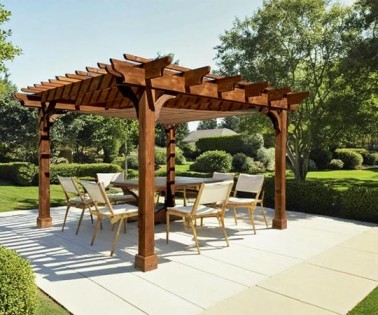 Modern wooden pergola installed in a Dublin garden