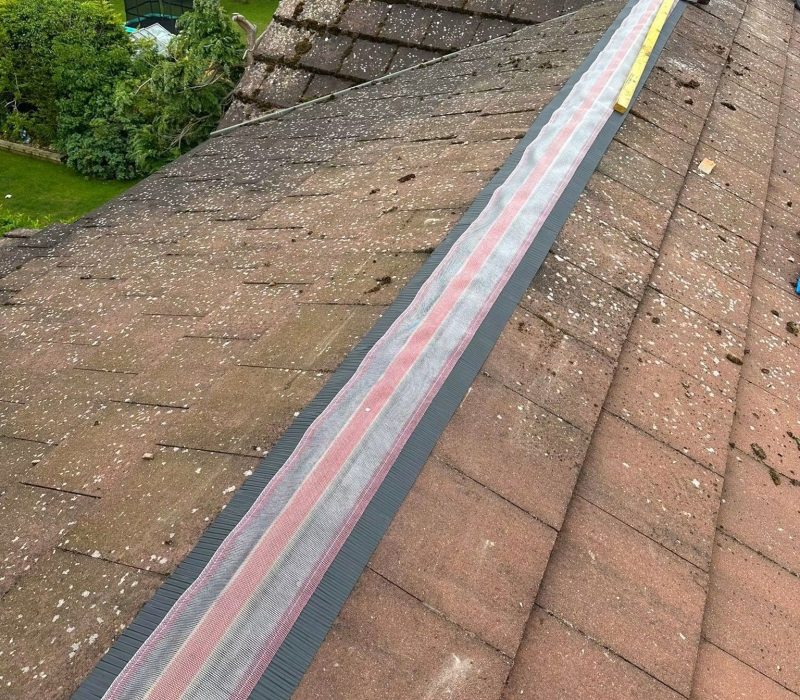Ridge roll laid along a hip before the ridge tiles go back on
